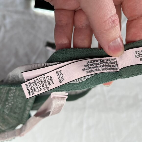 Victorias Secret Green Lace Lined Demi Lightly Padded Underwire Bra Size 36C - Picture 9 of 11